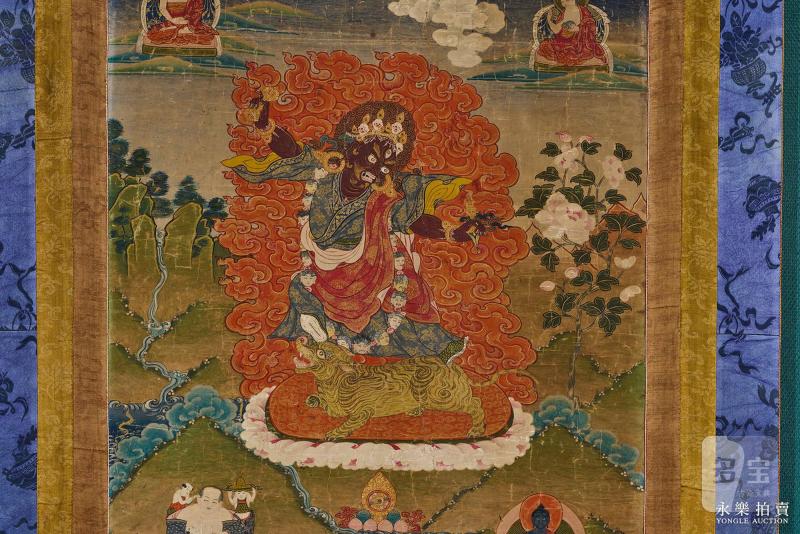 18世纪 （西藏）矿物彩绘莲师八变之愤怒金刚唐卡 - 图4